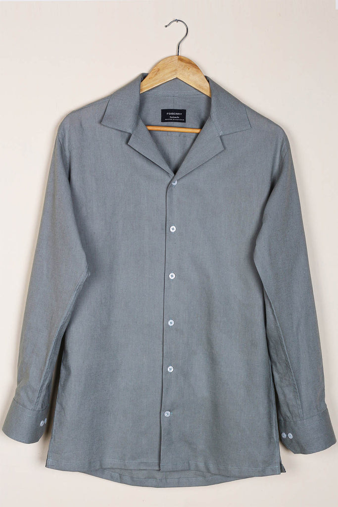 Sea Wood Green Linen Camp Collar Shirt