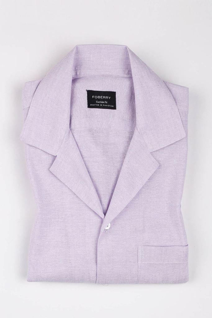 Lilac Linen Camp Collar Shirt