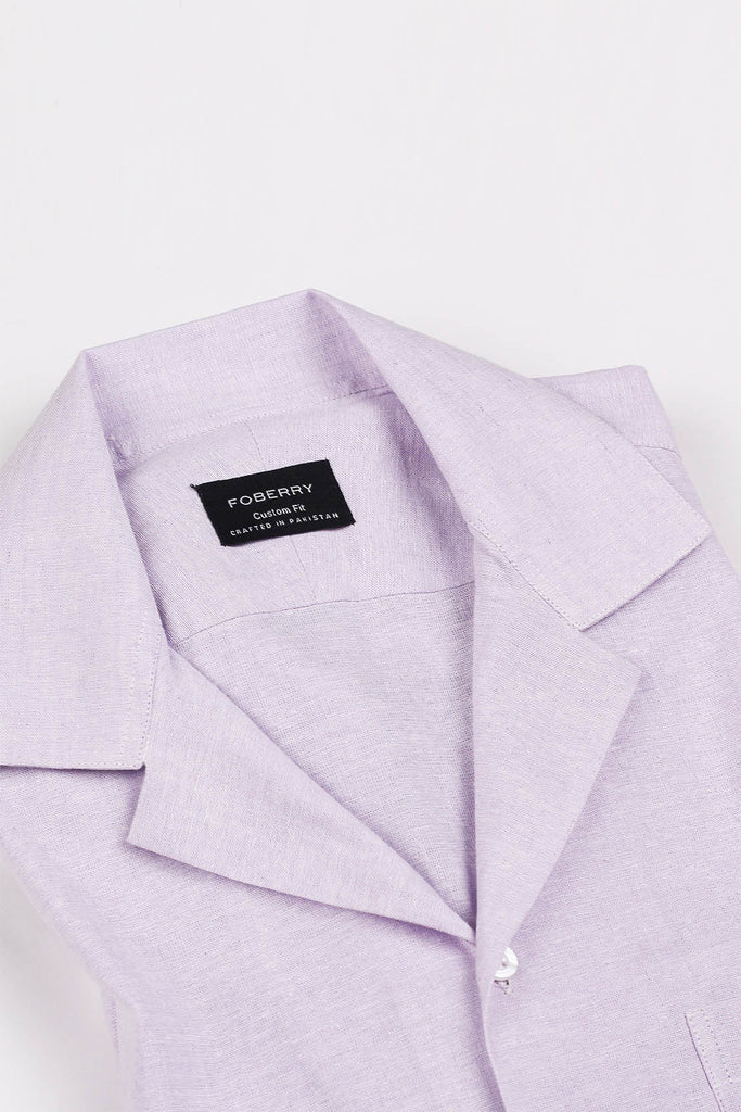 Lilac Linen Camp Collar Shirt