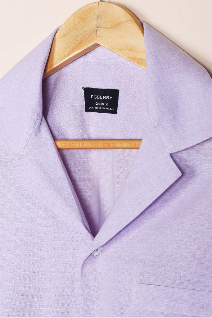 Lilac Linen Camp Collar Shirt