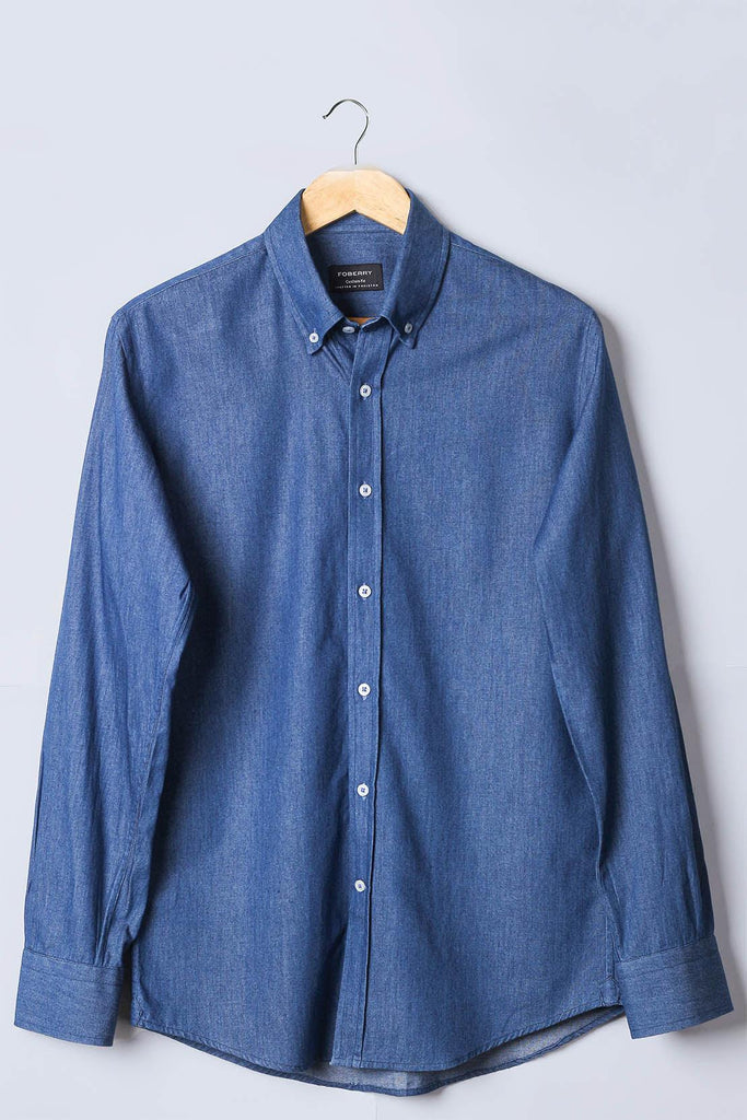 Denim Dark Washed Button Down Shirt