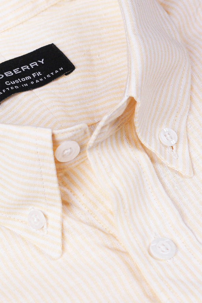 Soft Yellow Striped Linen Shirt