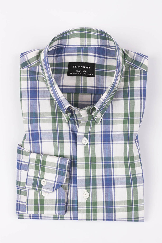 Green White Tartan  Shirt