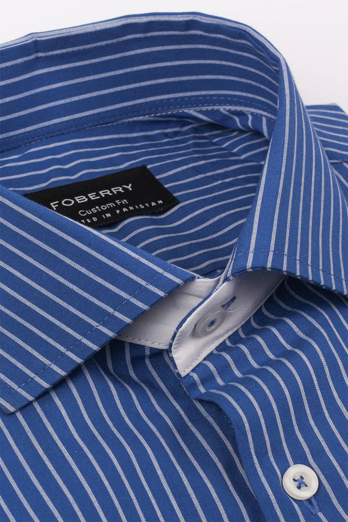 Blue Striped Shirt | Outer Band Contrast