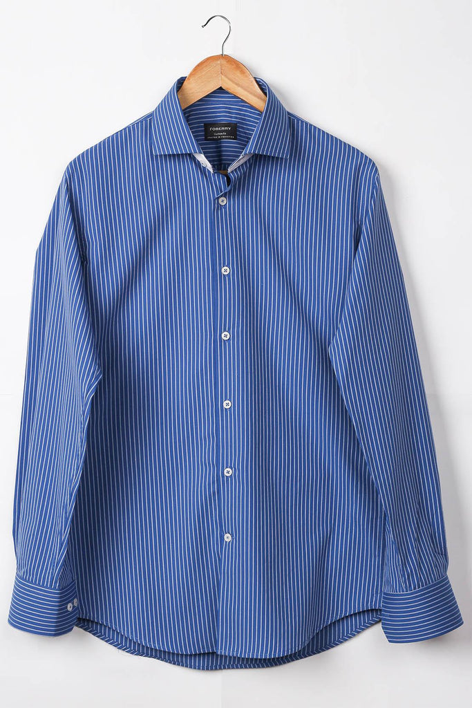 Blue Striped Shirt | Outer Band Contrast