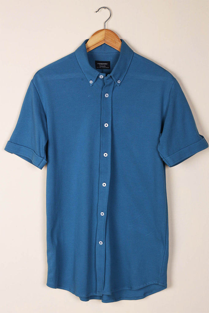 Teal Blue Pique Shirt