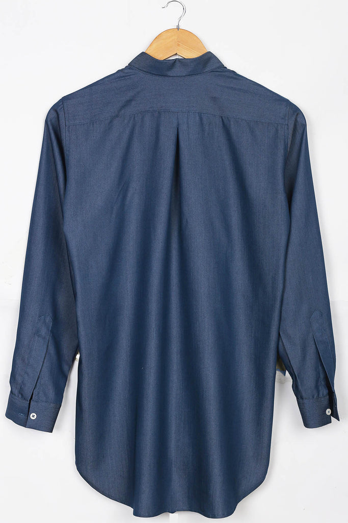 Denim Blue Silk Relaxed Fit Shirt