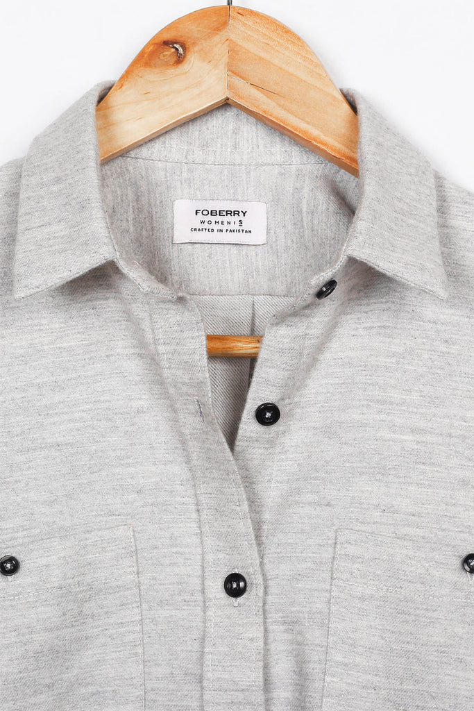 Slate Grey Flannel Relaxed Fit Shirt