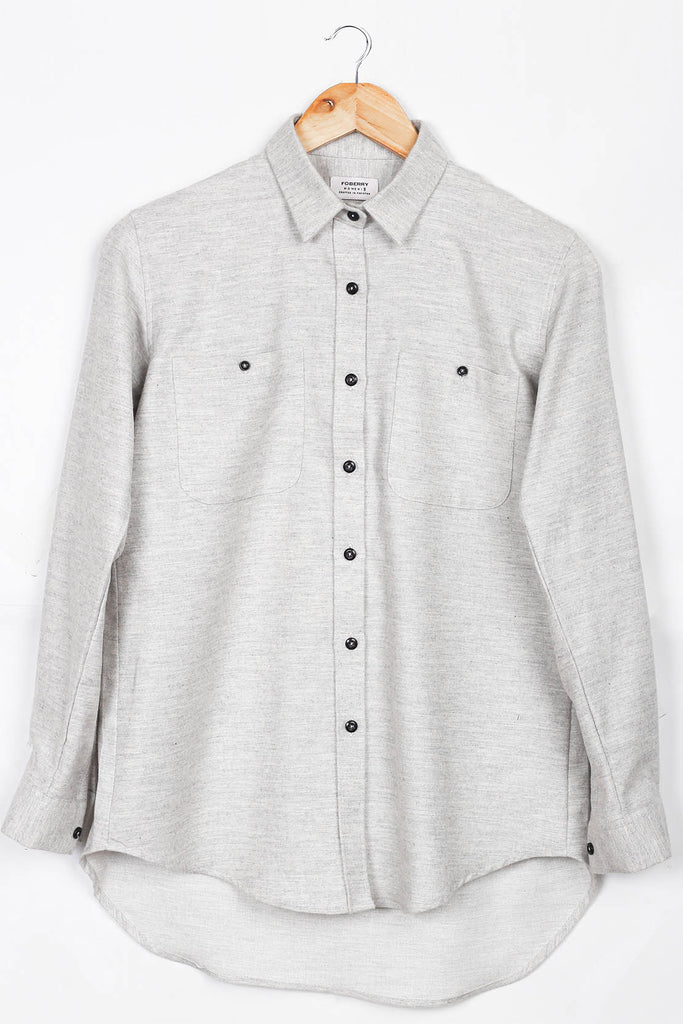 Slate Grey Flannel Relaxed Fit Shirt