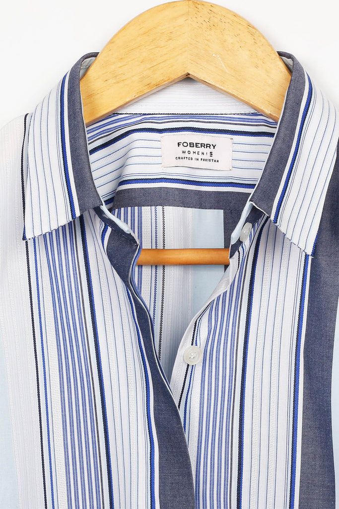 Multi Barcode Striped Relaxed Fit Shirt