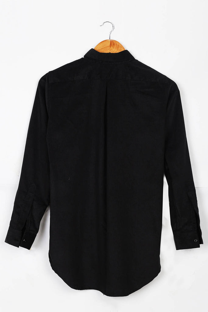 Black Corduroy Relaxed Fit Shirt