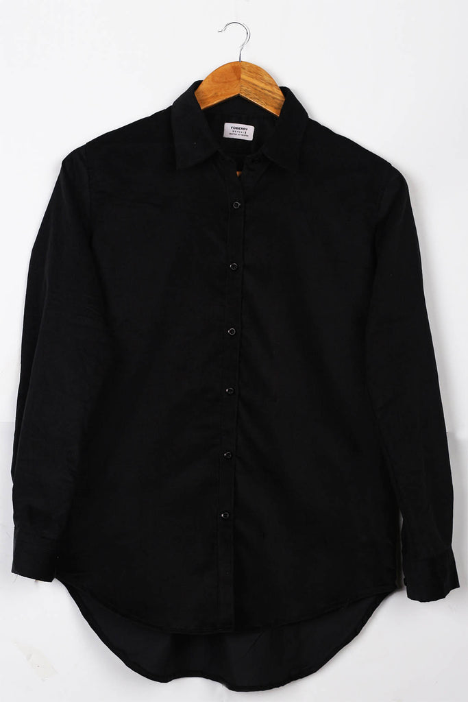 Black Corduroy Relaxed Fit Shirt