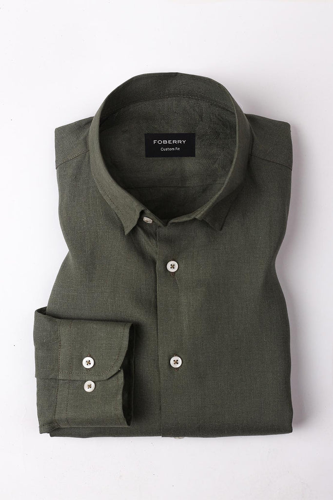 Forest Green Linen Shirt