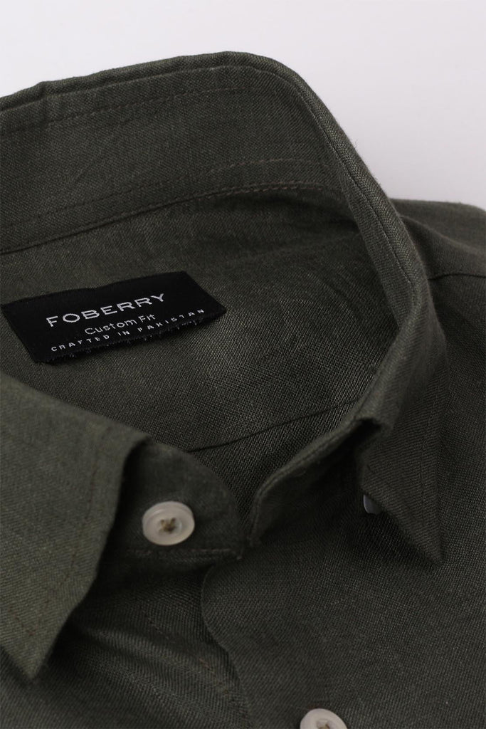 Forest Green Linen Shirt