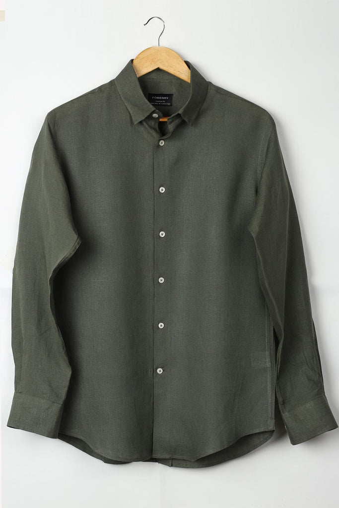 Forest Green Linen Shirt