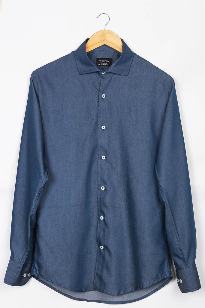 Denim Blue Silk Shirt