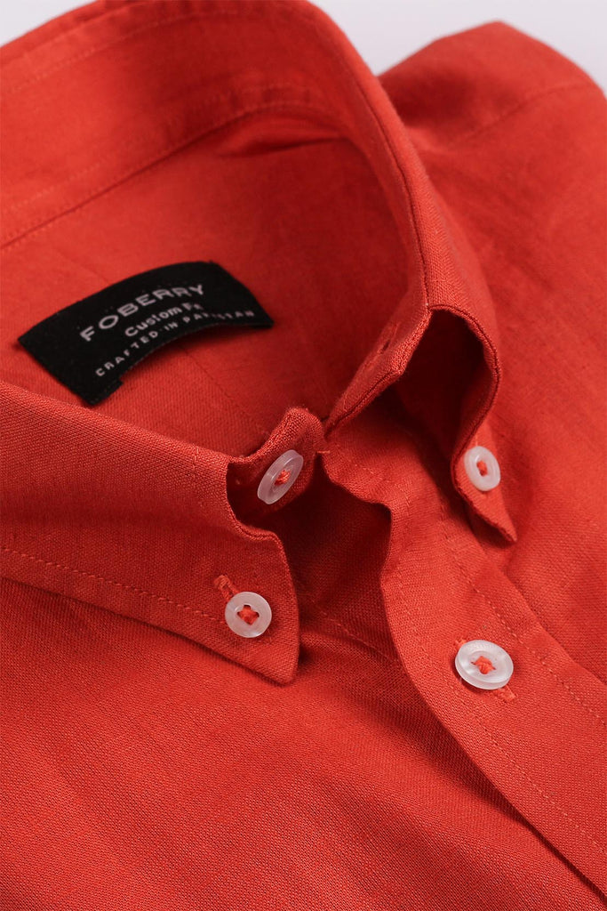 Spice Orange Linen Shirt