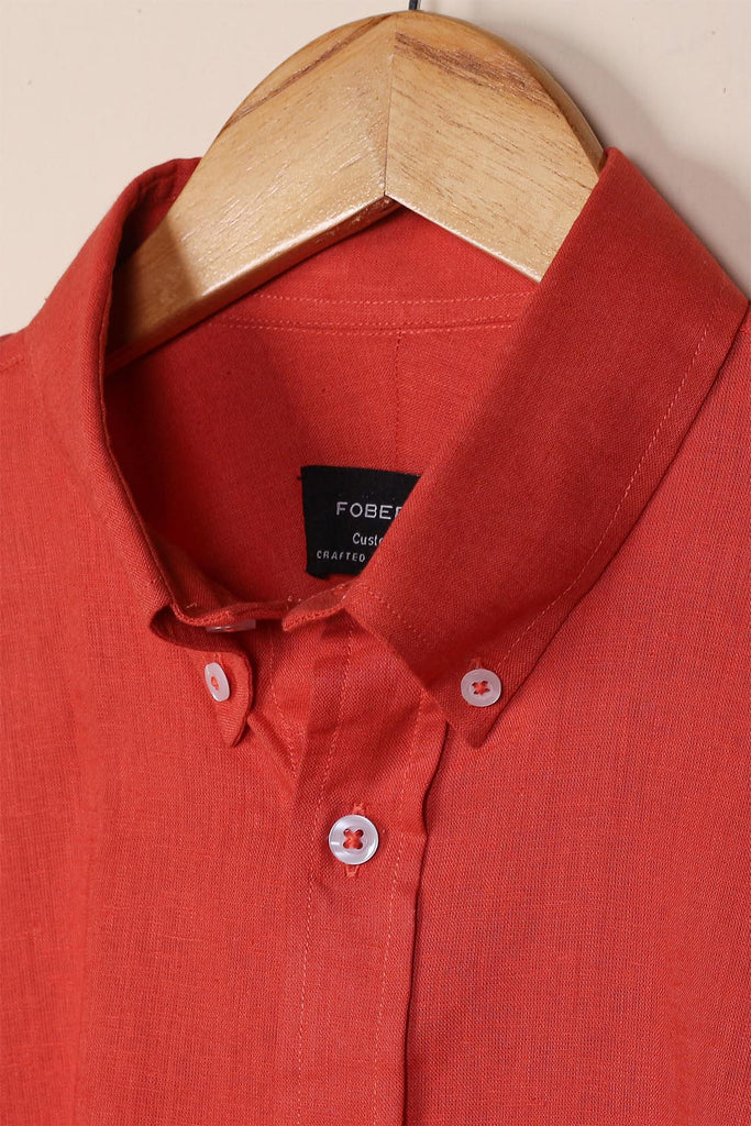 Spice Orange Linen Shirt