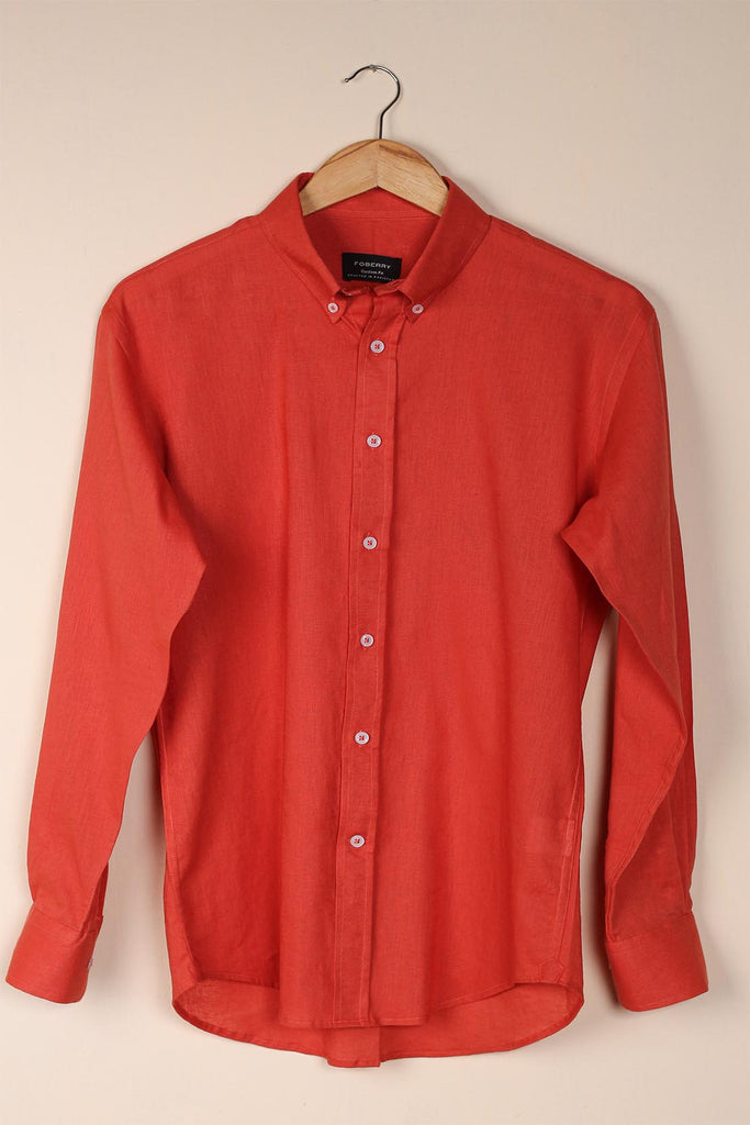 Spice Orange Linen Shirt