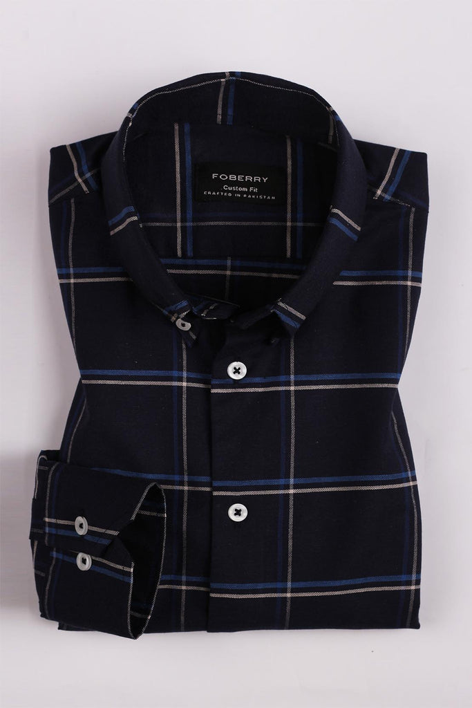 Midnight Blue Windowpane Shirt