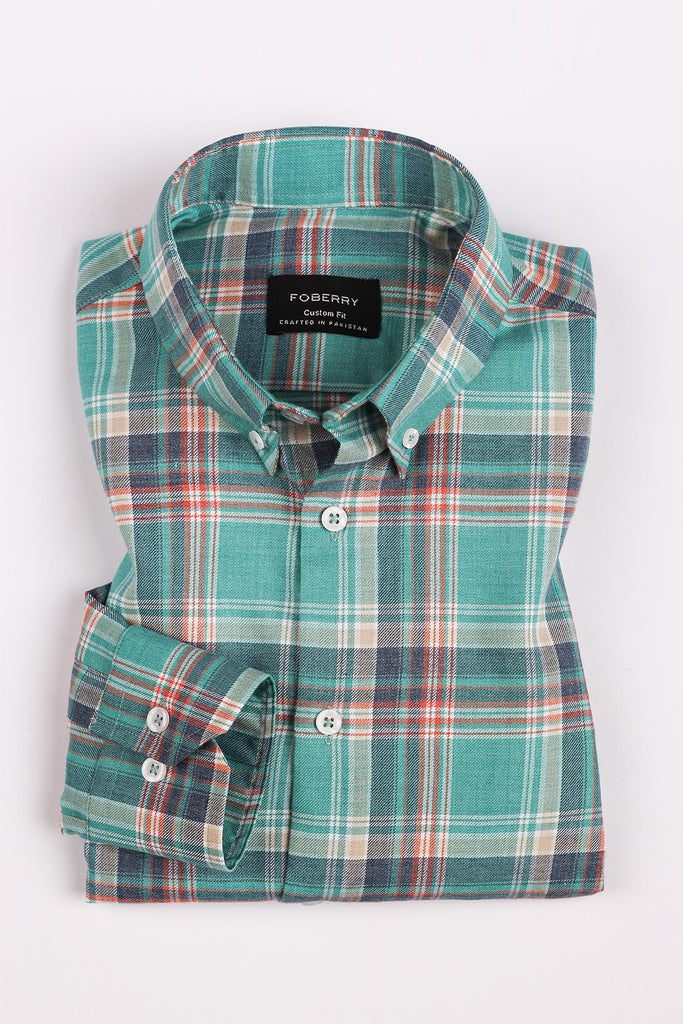 Aqua Green Tartan Shirt