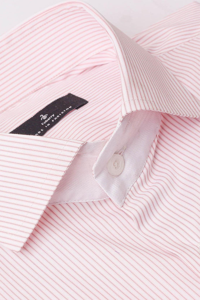 Fresh Pink Pinstripes Shirt - Outer Band Contrast