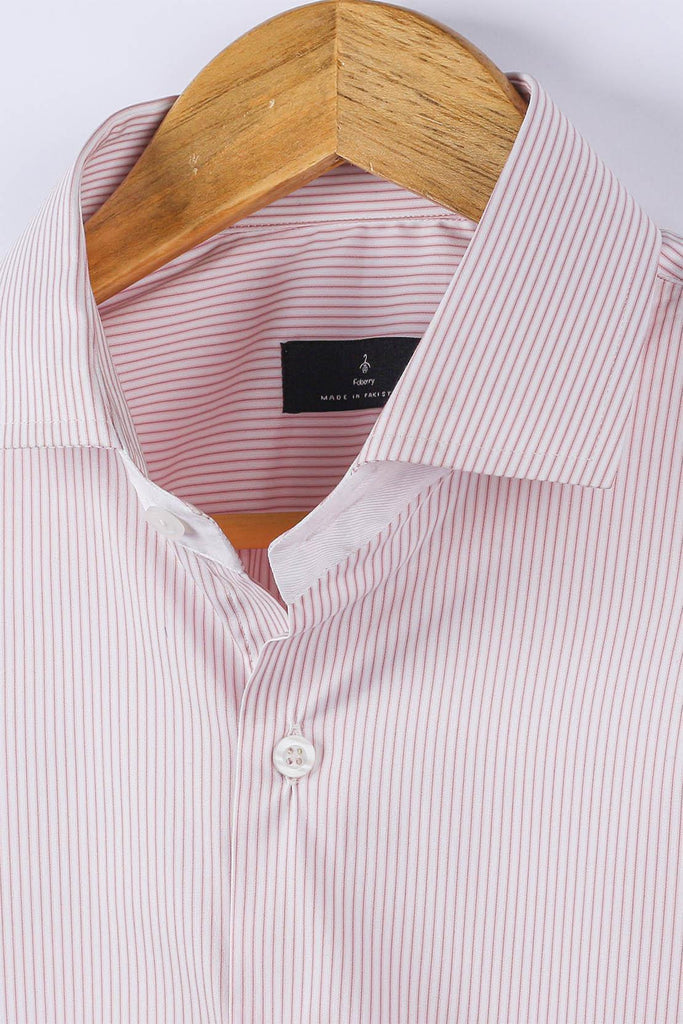 Fresh Pink Pinstripes Shirt - Outer Band Contrast