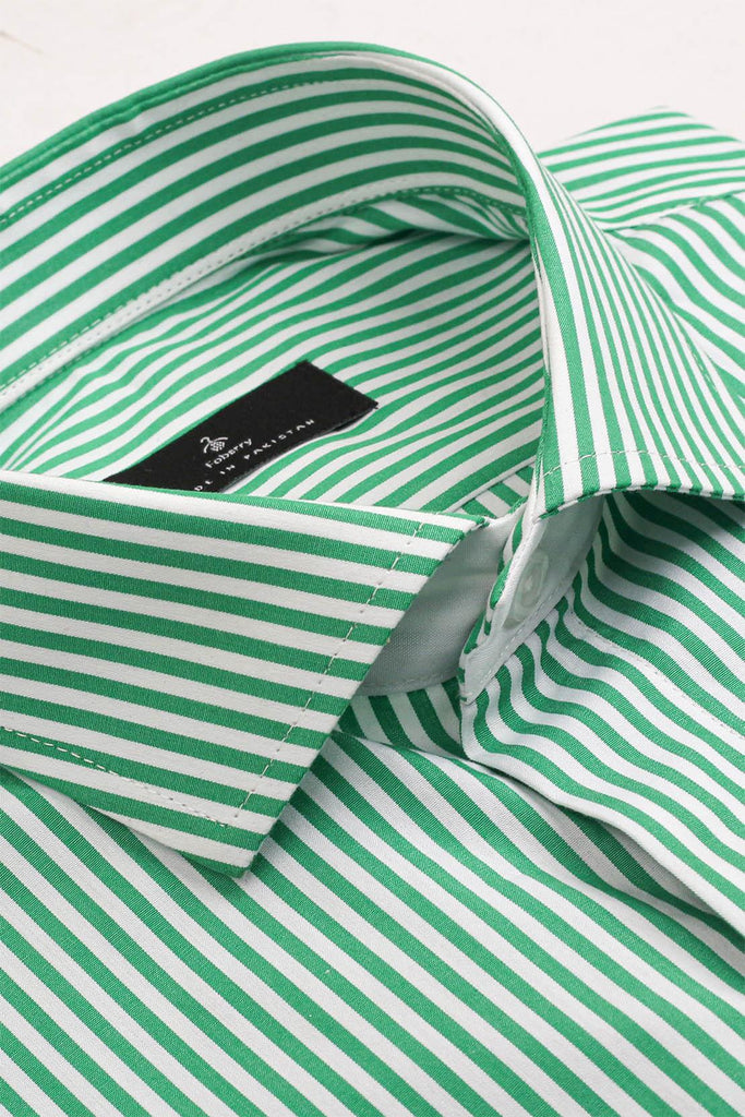 Green Stripes Shirt - Outer Band Contrast