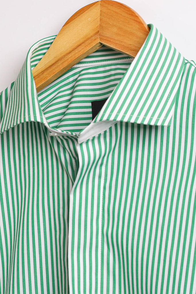 Green Stripes Shirt - Outer Band Contrast