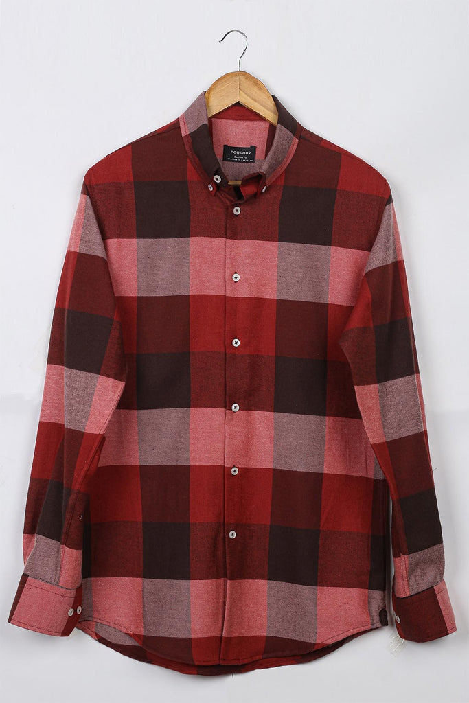 Multi Red Windowpane Winter Flannel Shirt