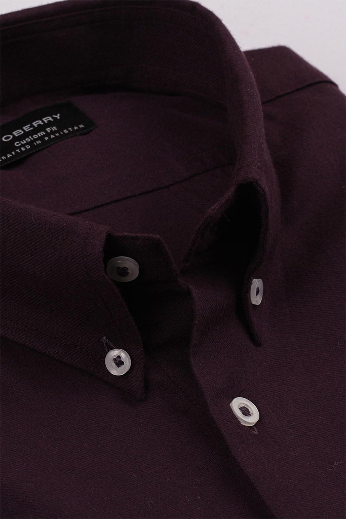 Plum Twill Brushed Winter Flannel Shirt