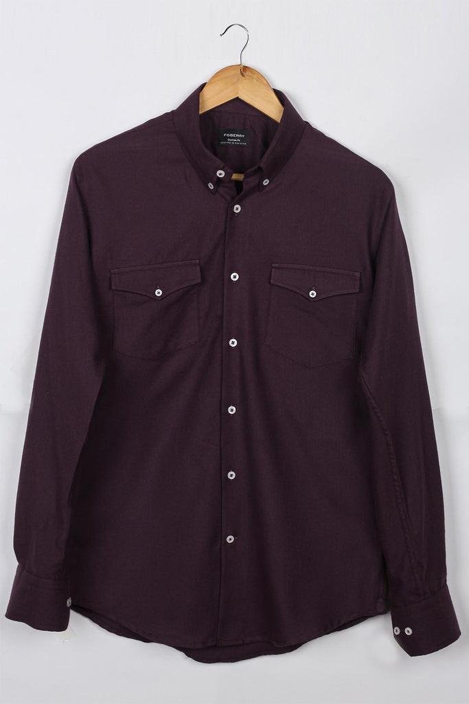 Plum Twill Brushed Winter Flannel Shirt