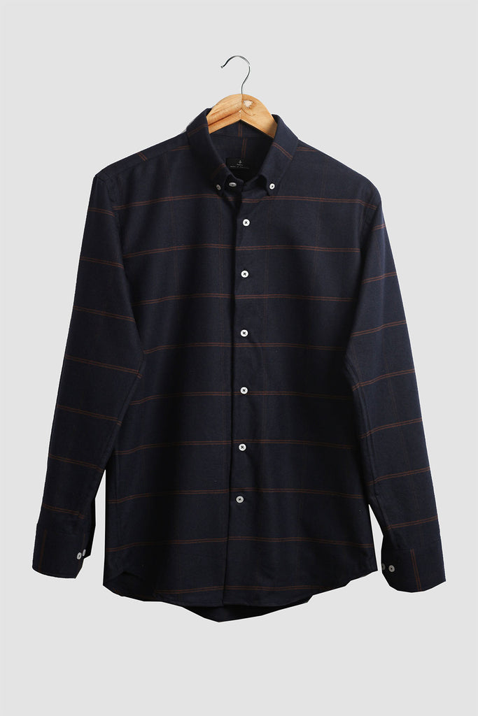 Brown Horizontal Stripe Flannel Shirt